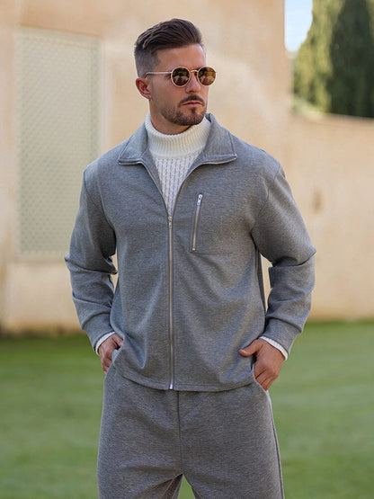 Men’s Athleisure Zip Jacket Set | Regular Fit Lounge Tracksuit
