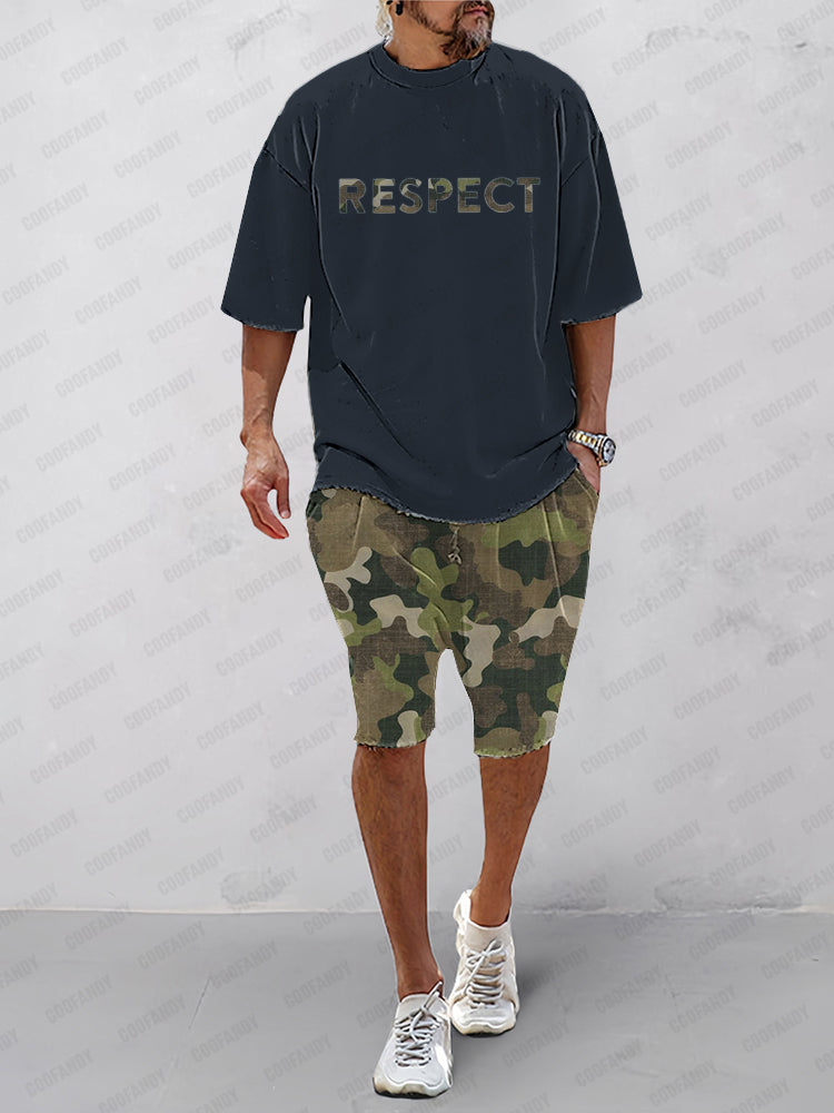 Men’s Camo Print 2-Piece Set | Street Style Oversized T-Shirt & Shorts