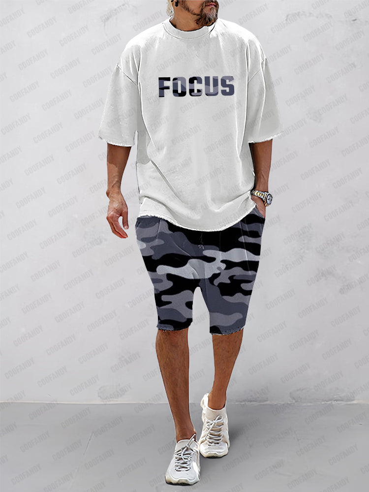 Men’s Camo Print 2-Piece Set | Street Style Oversized T-Shirt & Shorts