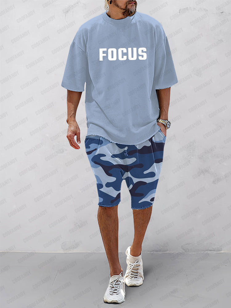 Men’s Camo Print 2-Piece Set | Street Style Oversized T-Shirt & Shorts
