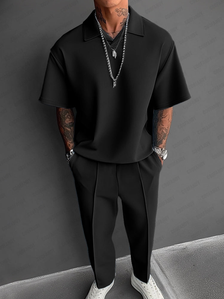 Men’s Summer 2-Piece Set | Lightweight Casual Outfit with Lapel Top