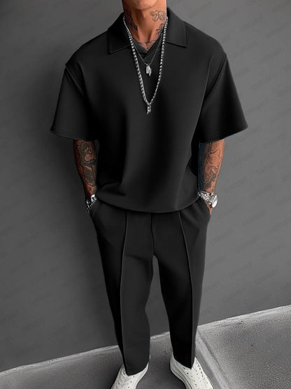 Men’s Summer 2-Piece Set | Lightweight Casual Outfit with Lapel Top