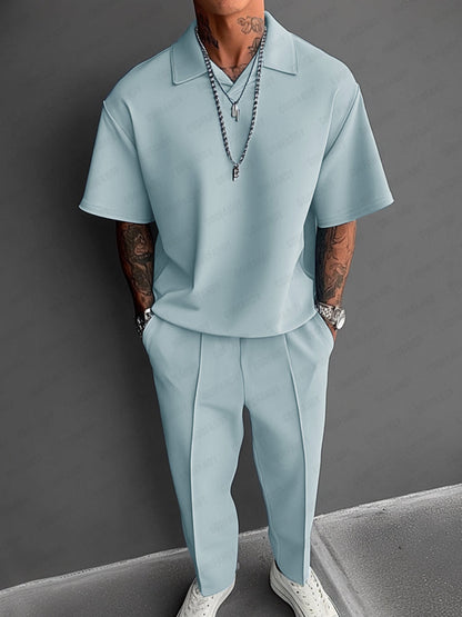 Men’s Summer 2-Piece Set | Lightweight Casual Outfit with Lapel Top