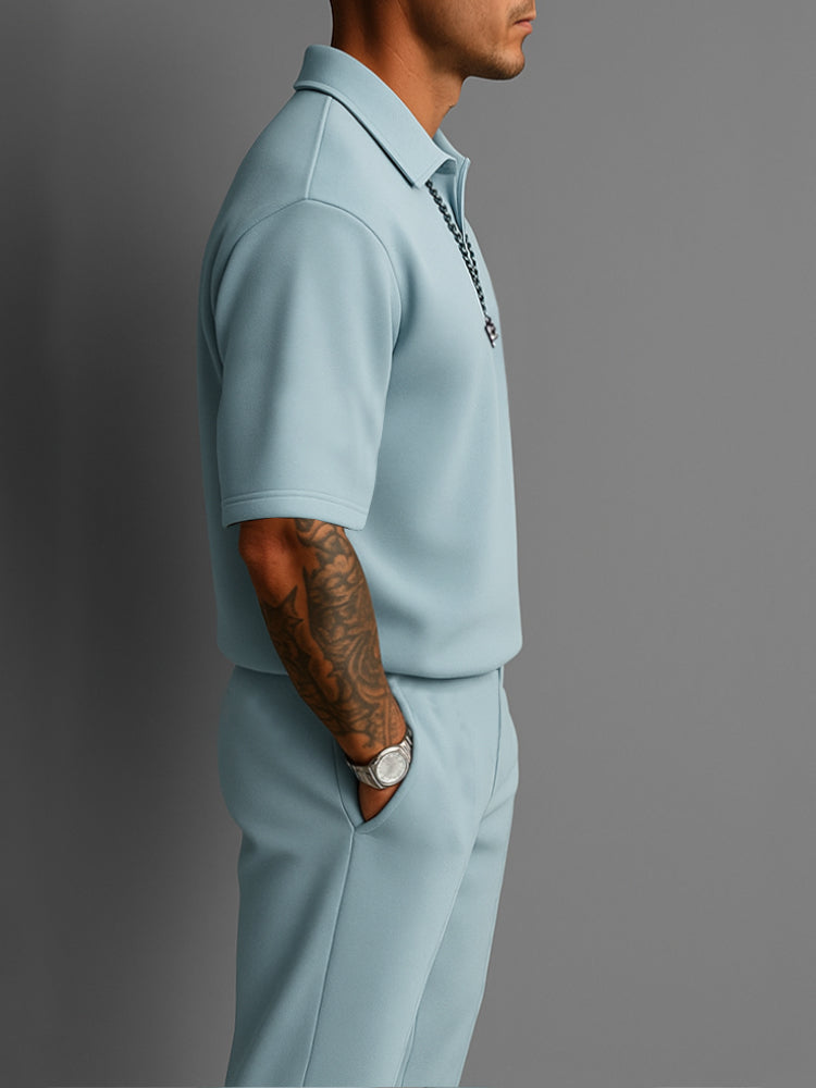 Men’s Summer 2-Piece Set | Lightweight Casual Outfit with Lapel Top