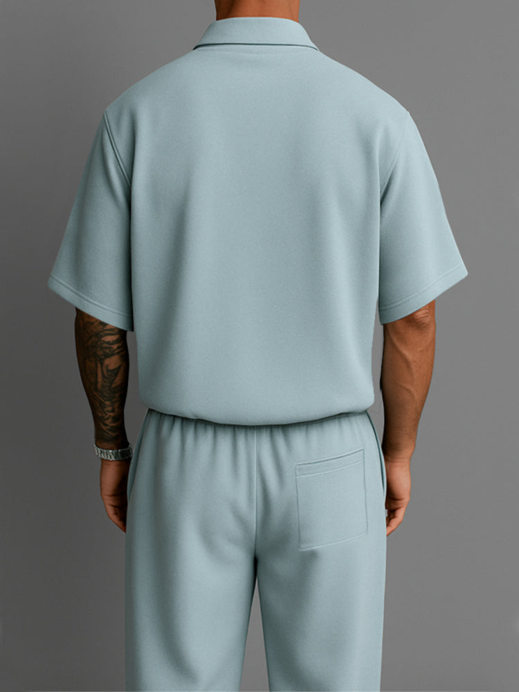 Men’s Summer 2-Piece Set | Lightweight Casual Outfit with Lapel Top