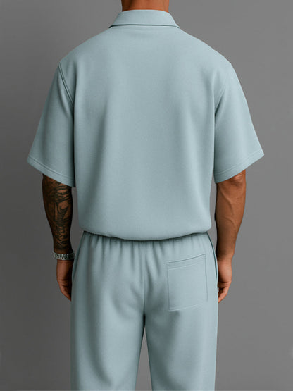 Men’s Summer 2-Piece Set | Lightweight Casual Outfit with Lapel Top