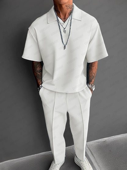 Men’s Summer 2-Piece Set | Lightweight Casual Outfit with Lapel Top