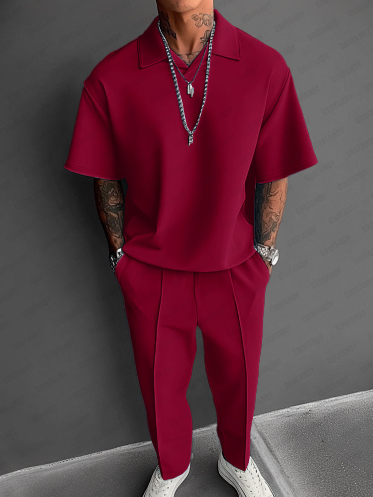 Men’s Summer 2-Piece Set | Lightweight Casual Outfit with Lapel Top