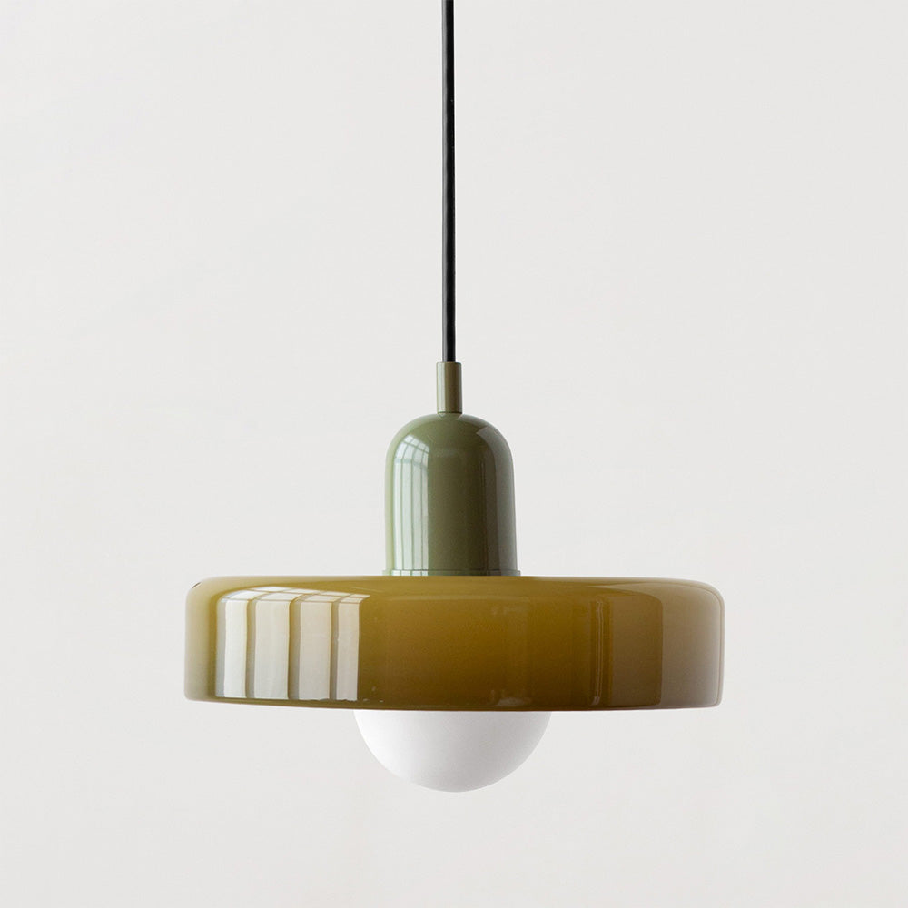 Colorful Glass Hanging Lamp With Adjustable Arm