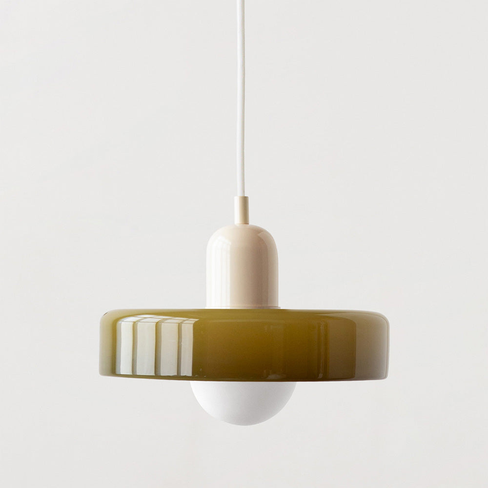 Colorful Glass Hanging Lamp With Adjustable Arm