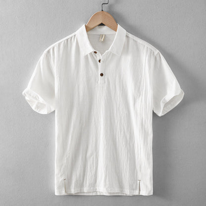 Riku Men’s Cotton-Linen Polo Shirt – Short Sleeve Casual Collar Top