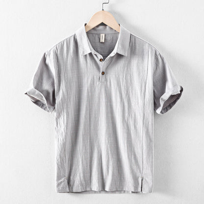 Riku Men’s Cotton-Linen Polo Shirt – Short Sleeve Casual Collar Top
