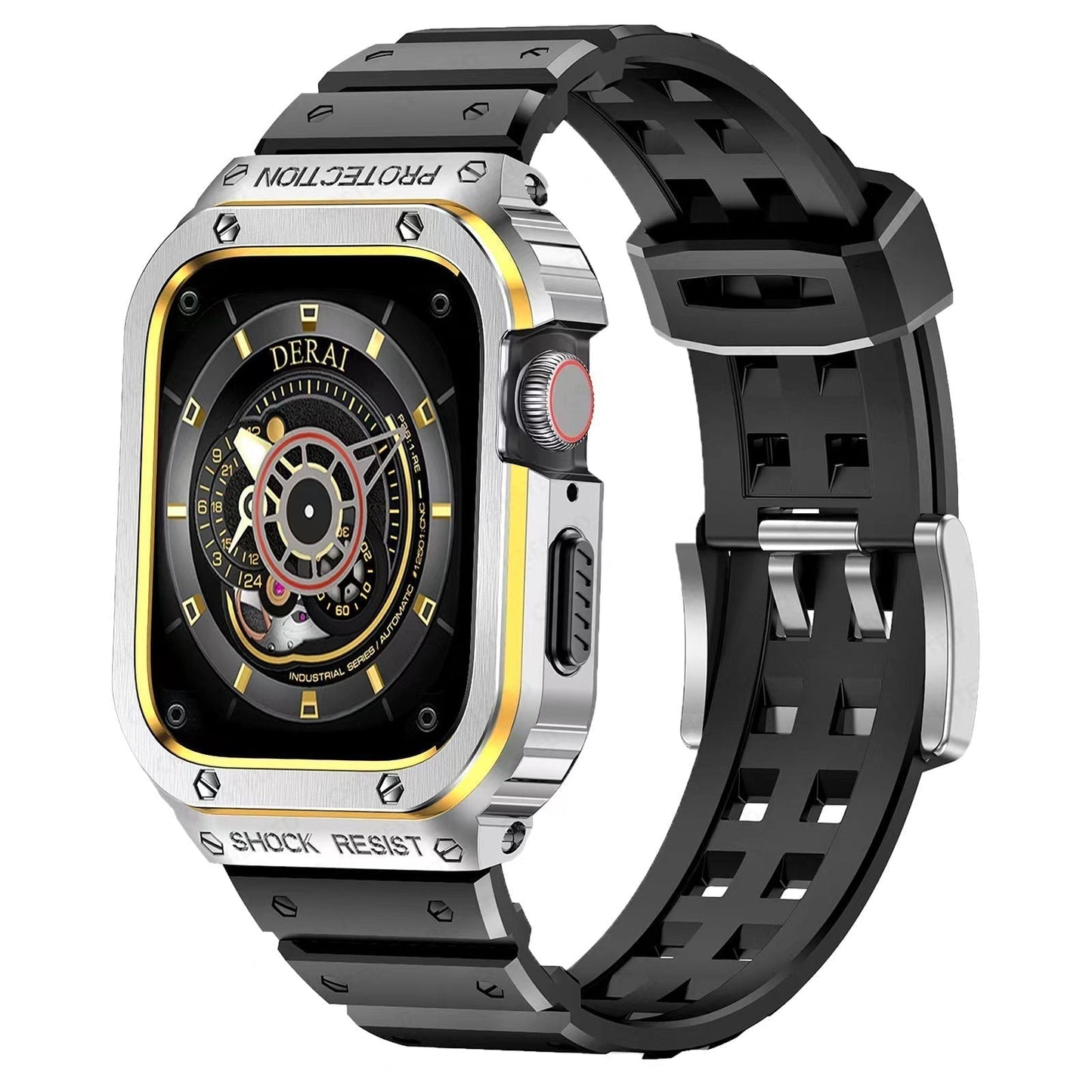 Durable Silicone Band With Metal Case For Apple Watch