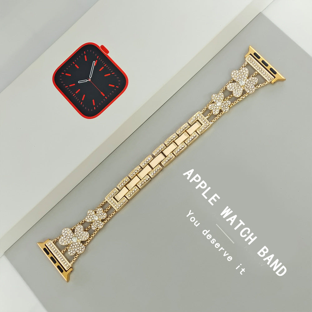Glittering Flower Crystal Apple Watch Link Bracelet