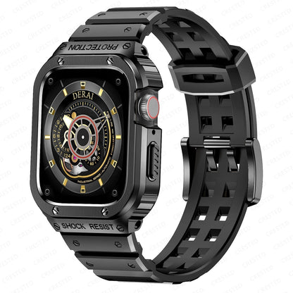 Durable Silicone Band With Metal Case For Apple Watch - BritishElegance