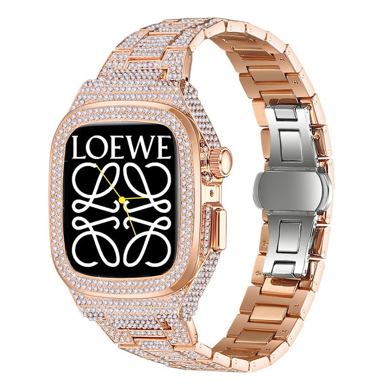 Sparkling Crystal Metal Band for 44/45mm Apple Watch - BritishElegance