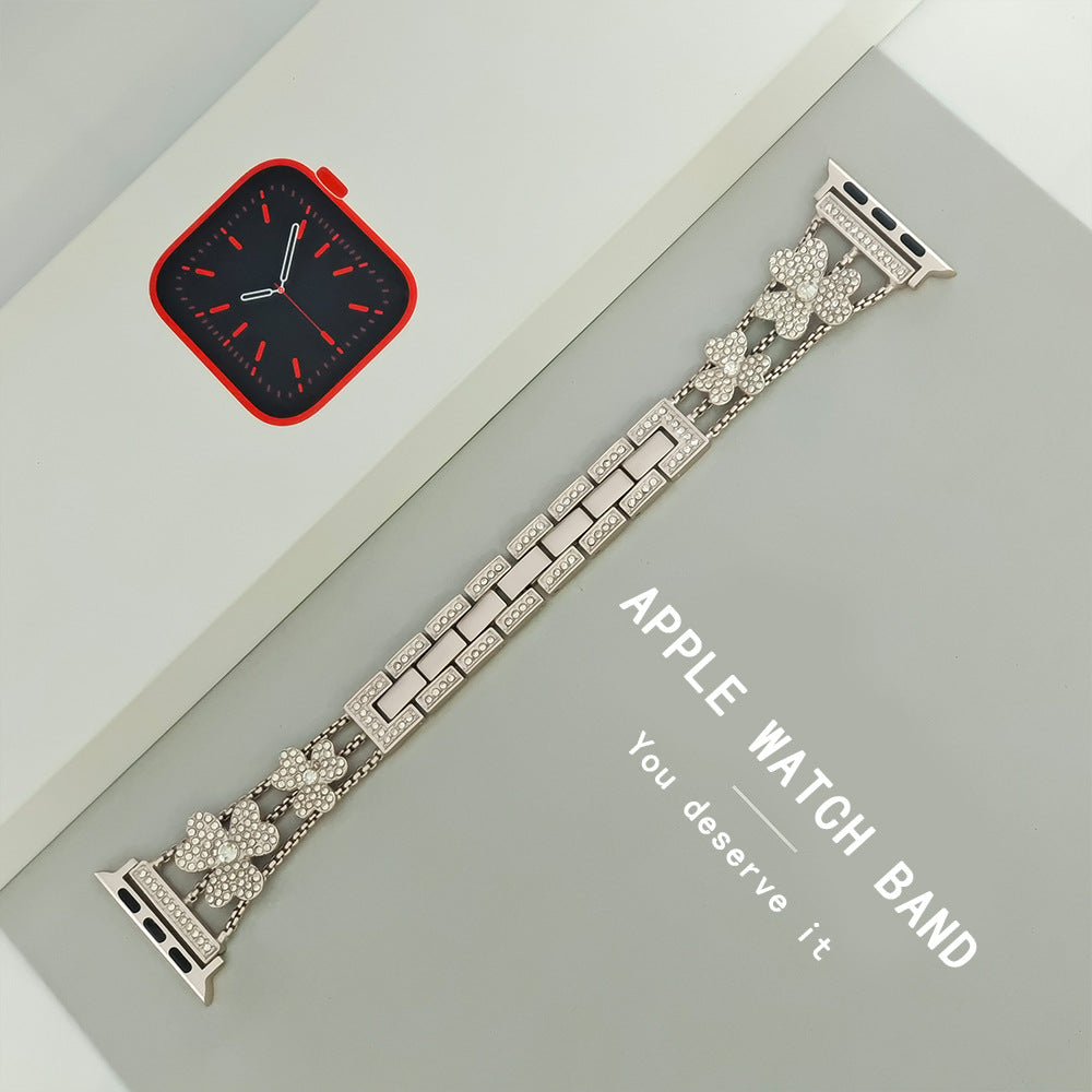 Glittering Flower Crystal Apple Watch Link Bracelet