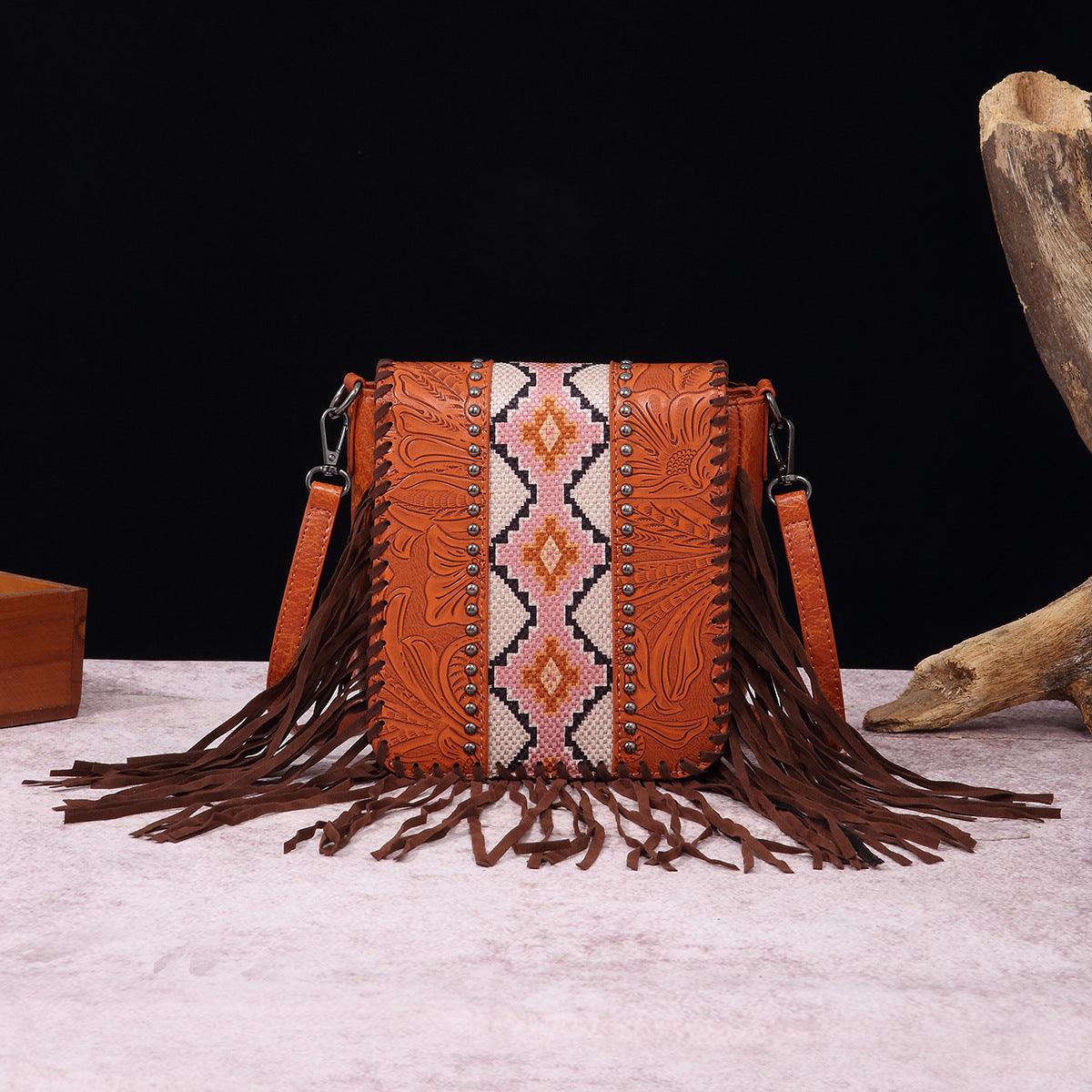 Isla Structured Crossbody Bag | Embossed Studded Bag