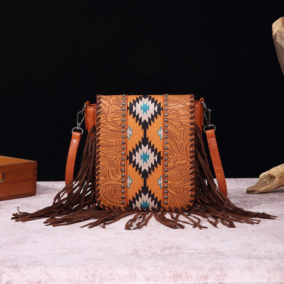 Isla Structured Crossbody Bag | Embossed Studded Bag