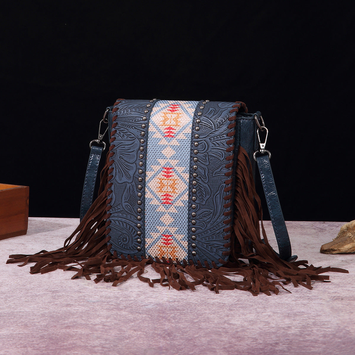 Isla Structured Crossbody Bag | Embossed Studded Bag
