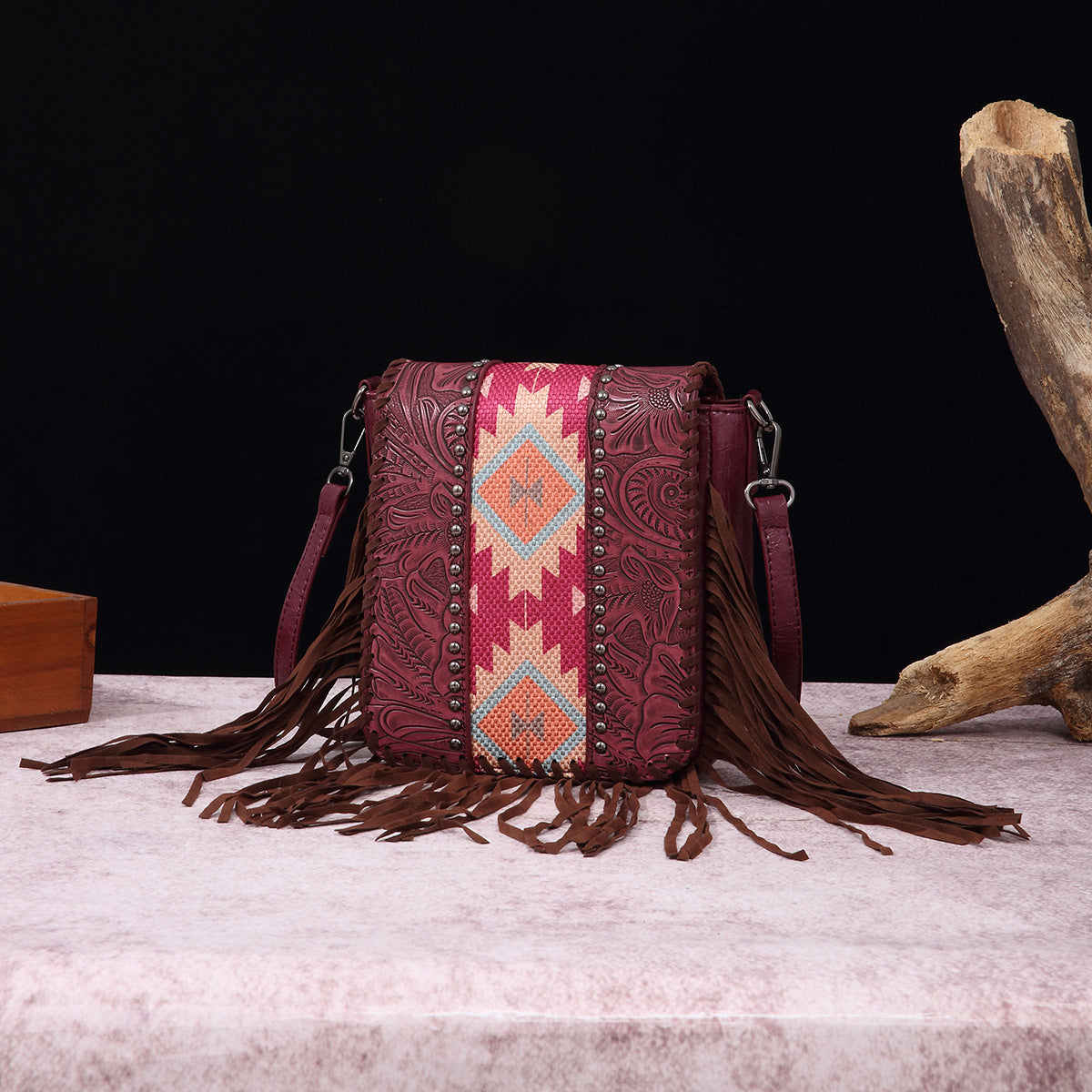 Isla Structured Crossbody Bag | Embossed Studded Bag
