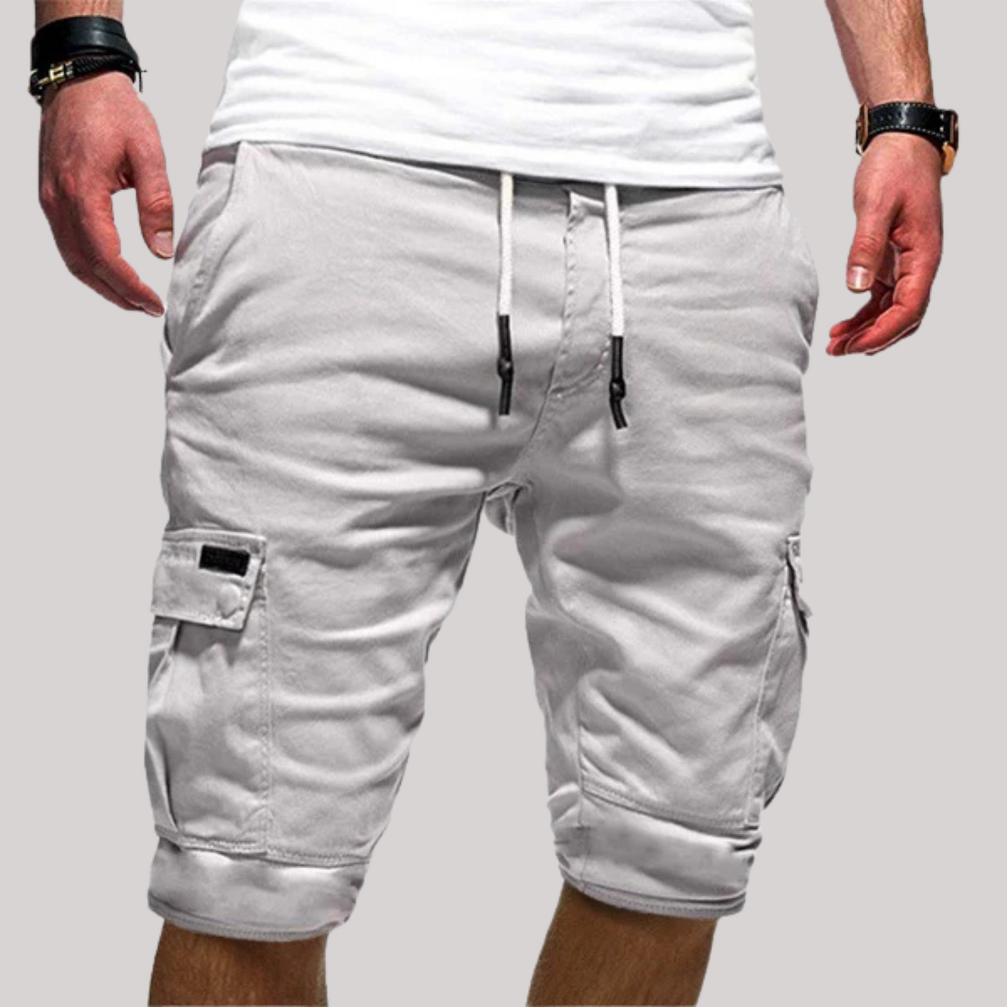 Relaxed Fit Mens Cargo Shorts with Elastic Waist - BritishElegance
