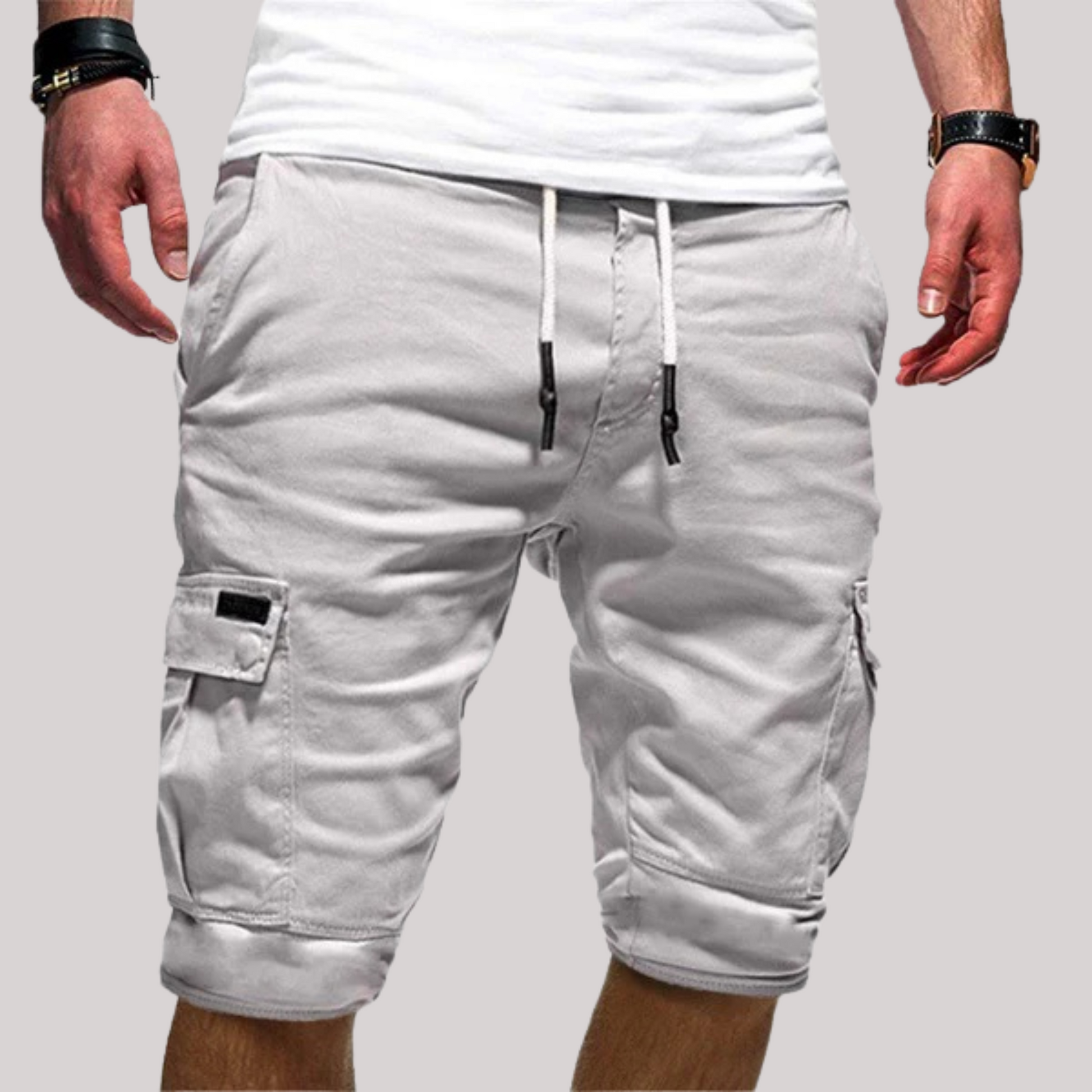 Relaxed Fit Mens Cargo Shorts with Elastic Waist - BritishElegance