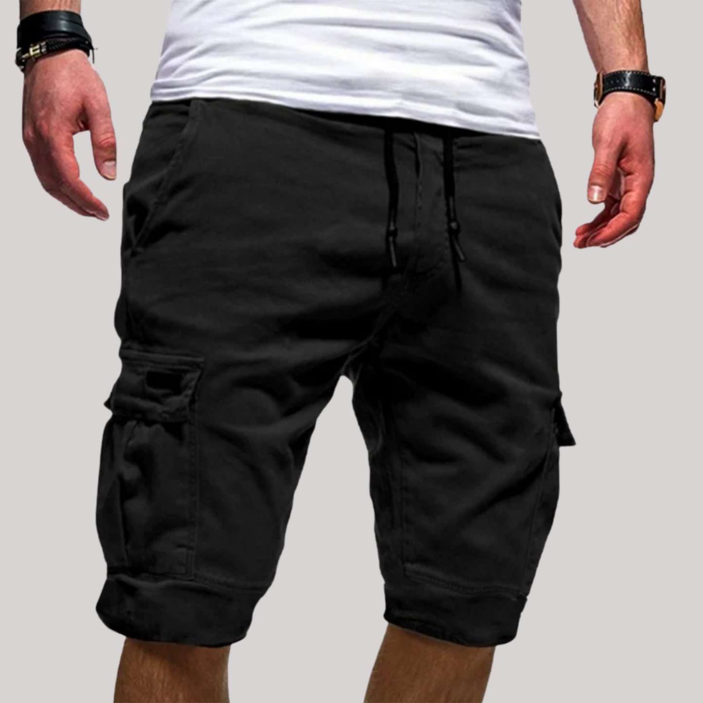 Relaxed Fit Mens Cargo Shorts with Elastic Waist