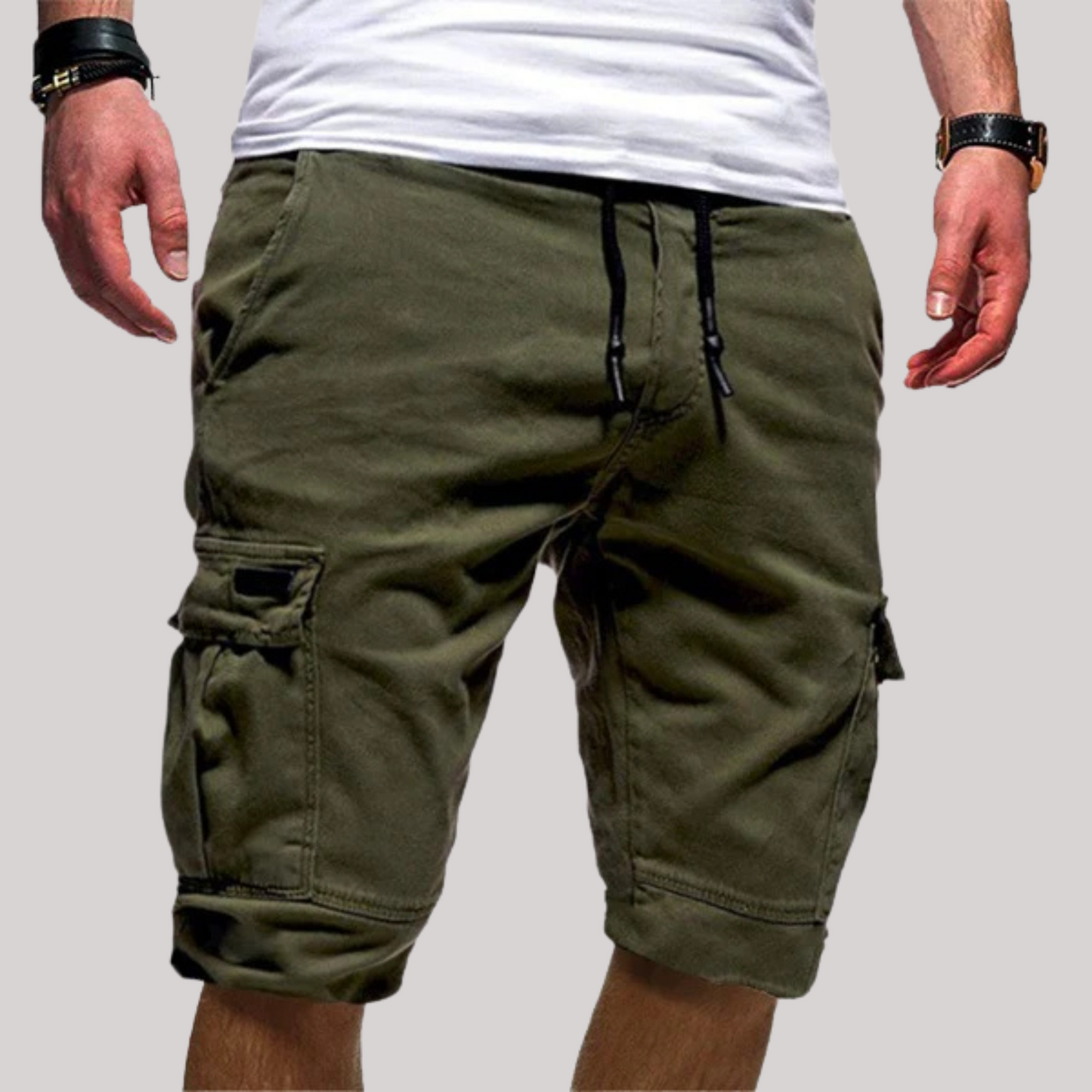 Relaxed Fit Mens Cargo Shorts with Elastic Waist