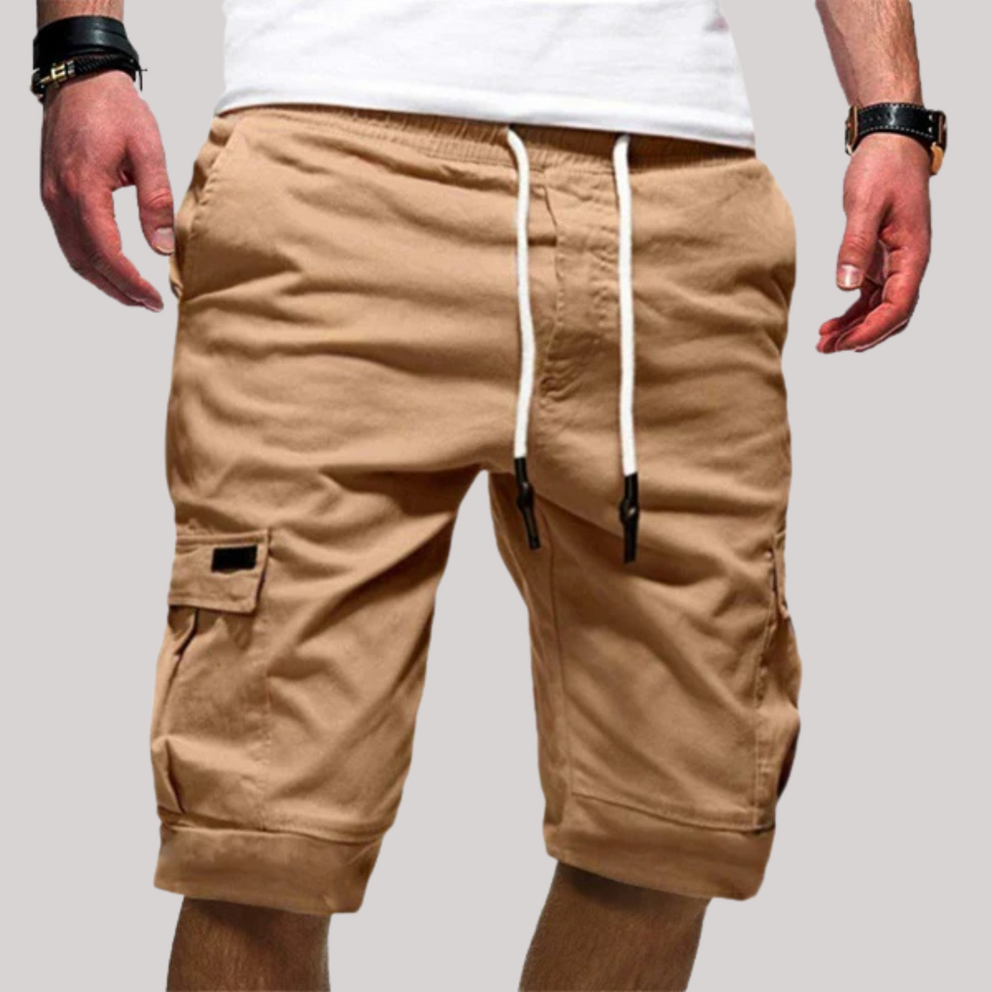 Relaxed Fit Mens Cargo Shorts with Elastic Waist
