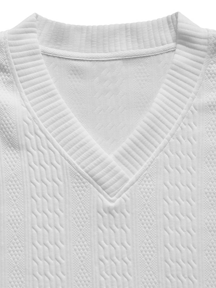 Men’s Cable Knit Lounge Set | Cozy Streetwear V-Neck Sweater & Joggers