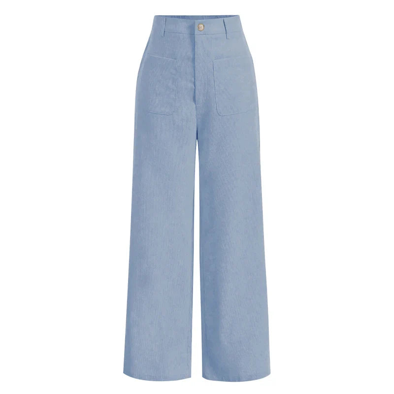 Classic High Waisted Wide Leg Women's Pants with Pockets