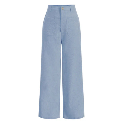 Classic High Waisted Wide Leg Women's Pants with Pockets