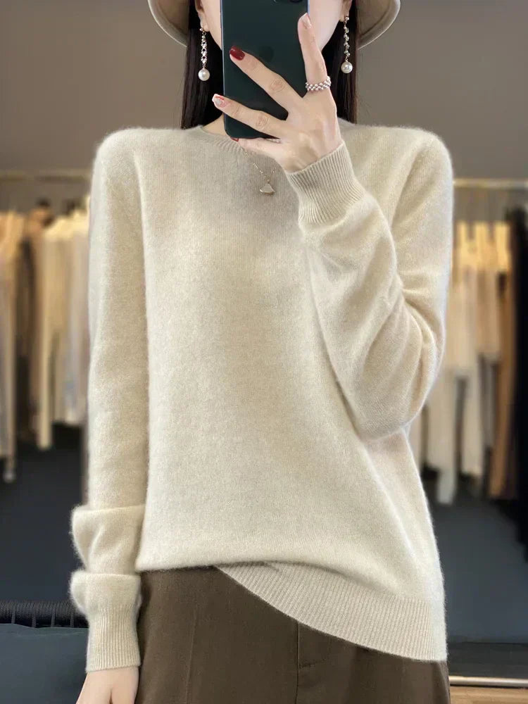 Cozy Women's Crew Neck Merino Wool Sweater