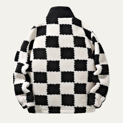 Men’s Checkerboard Fleece Jacket with Quilted Lining