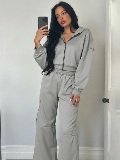 Casual Stripe Hoodie and Jogger Pants Set