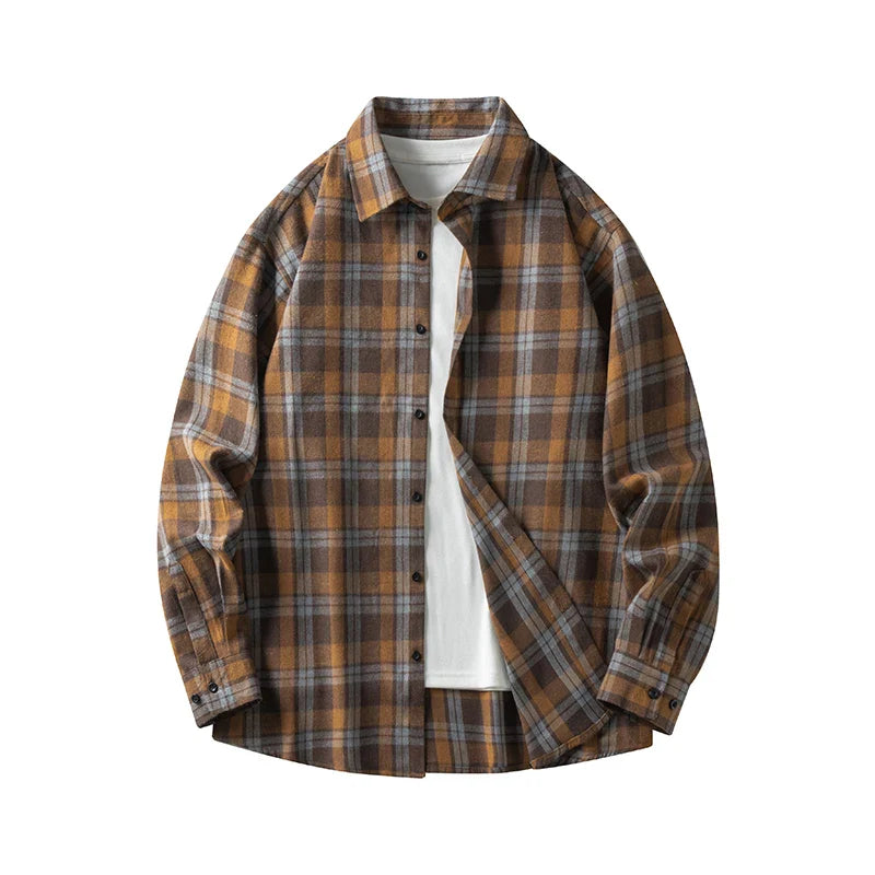 Comfortable Plaid Cotton Shirt - Cozy Long Sleeve Casual Wear
