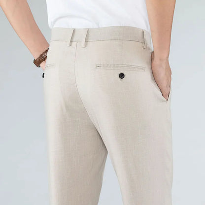 Lightweight Comfortable Linen Blend Straight Pants