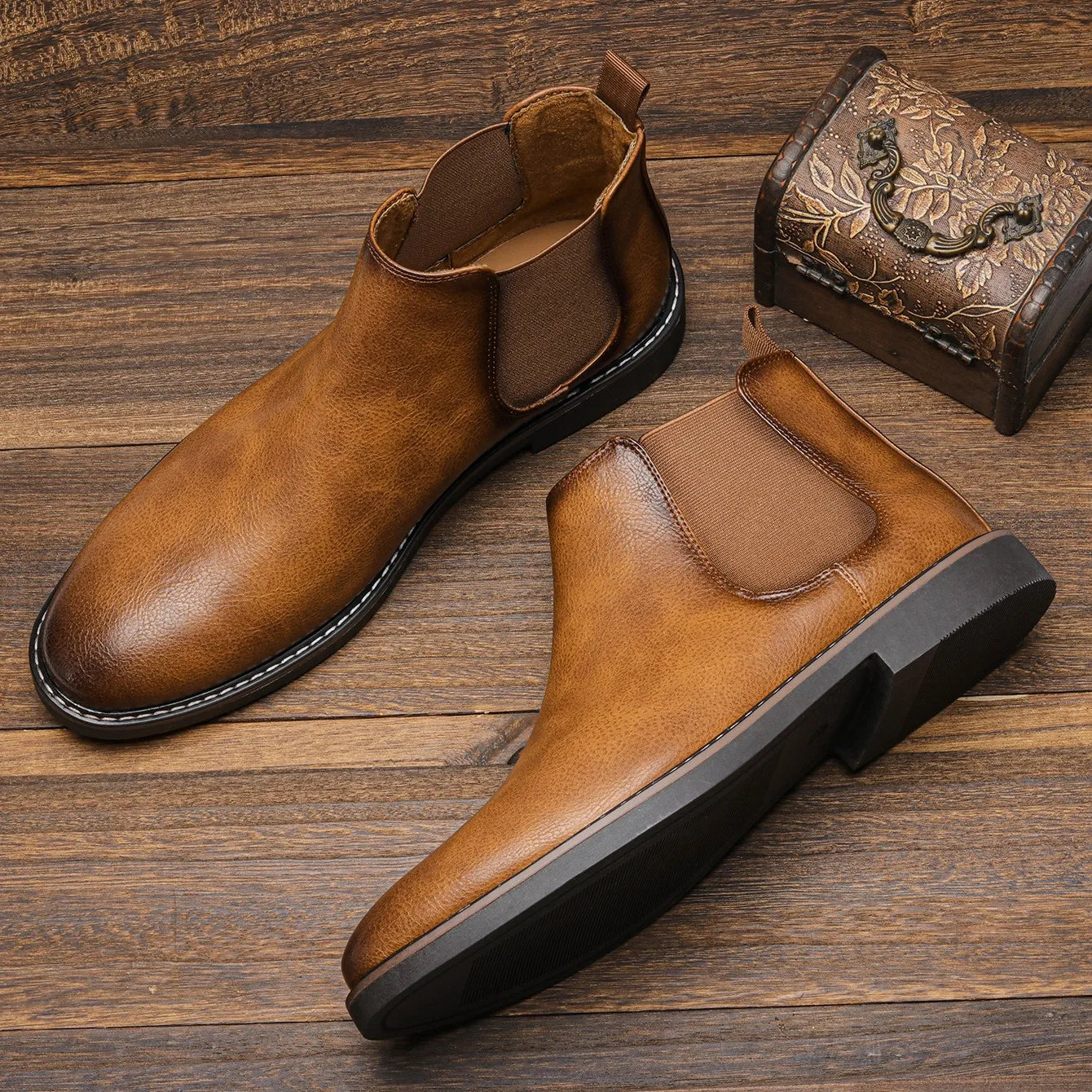 Retro Chelsea Boots Black Leather