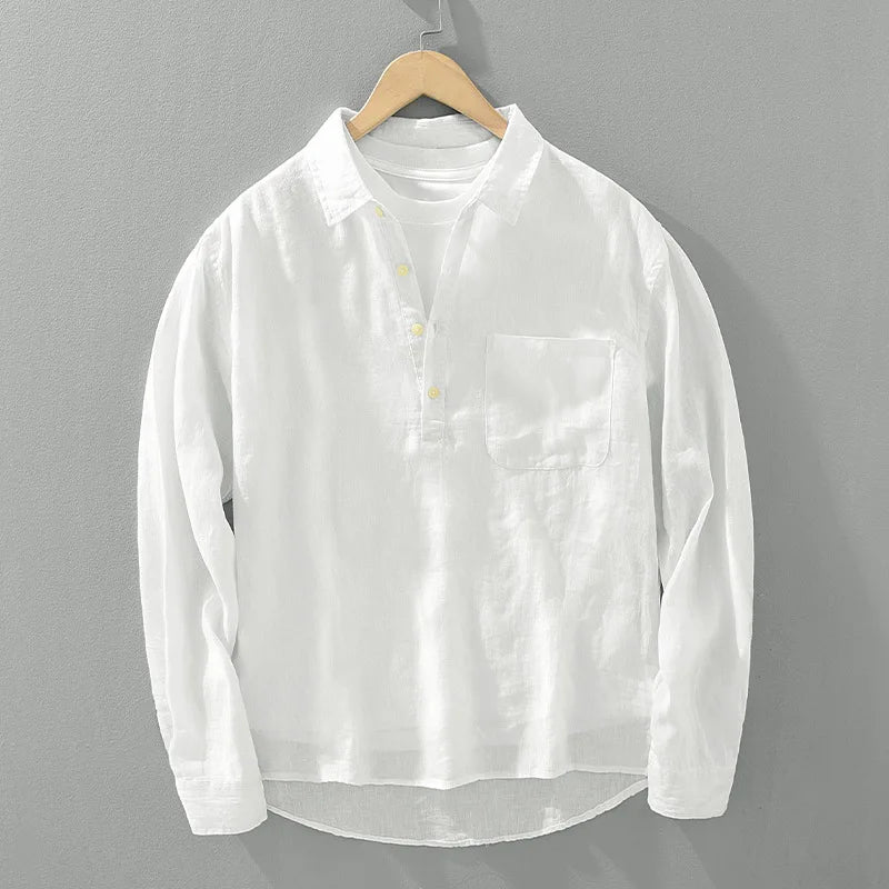 Relaxed Fit Cotton Casual Long Sleeve Men's Shirt