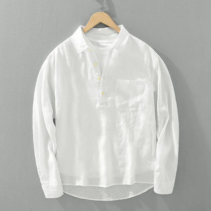 Relaxed Fit Cotton Casual Long Sleeve Men's Shirt
