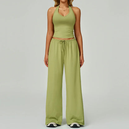 Women's Breathable Ribbed Tank & Elastic Waist Pants