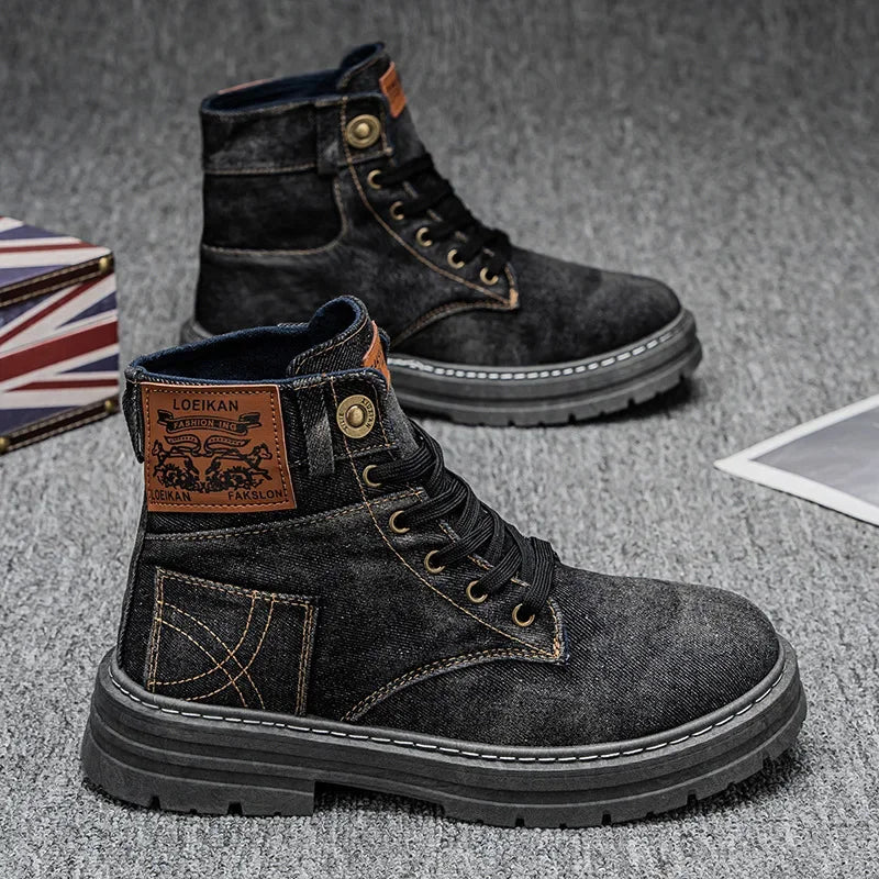 Comfortable Men's High Top Denim Boots