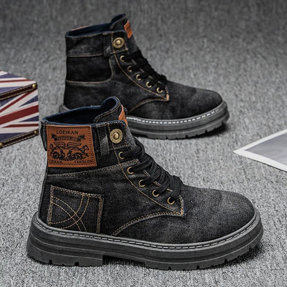 Comfortable Men's High Top Denim Boots