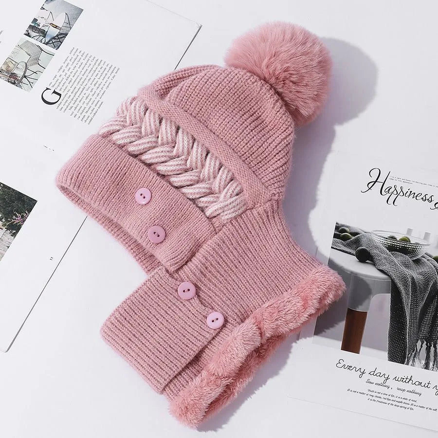 Soft Fuzzy Pom Pom Beanie Hat