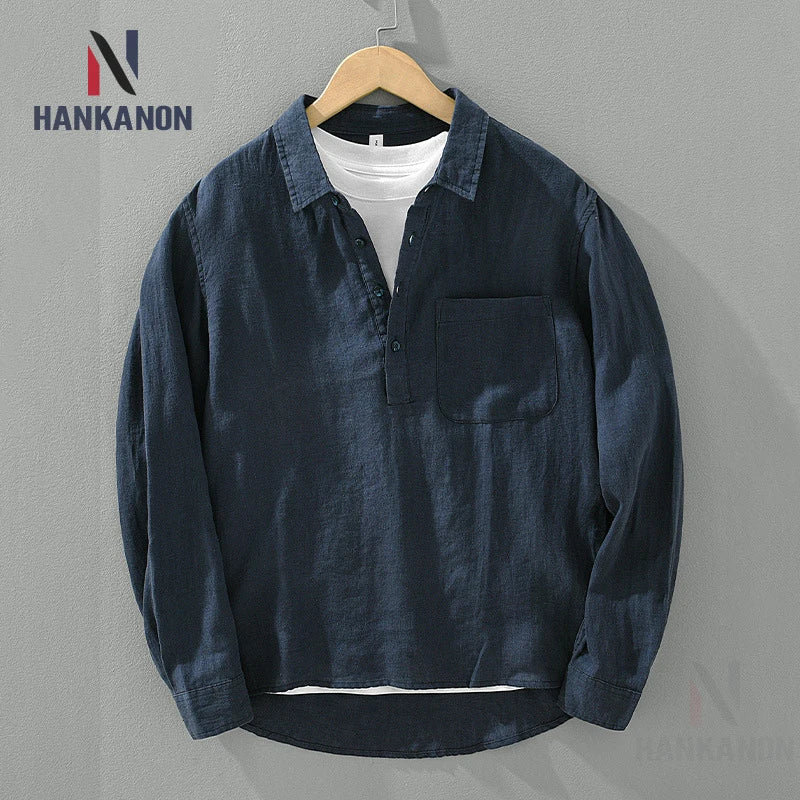 Relaxed Fit Cotton Casual Long Sleeve Men's Shirt - BritishElegance