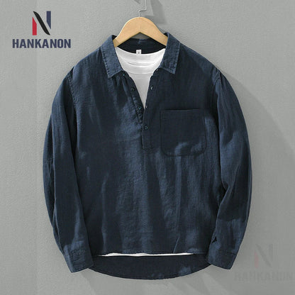Relaxed Fit Cotton Casual Long Sleeve Men's Shirt - BritishElegance