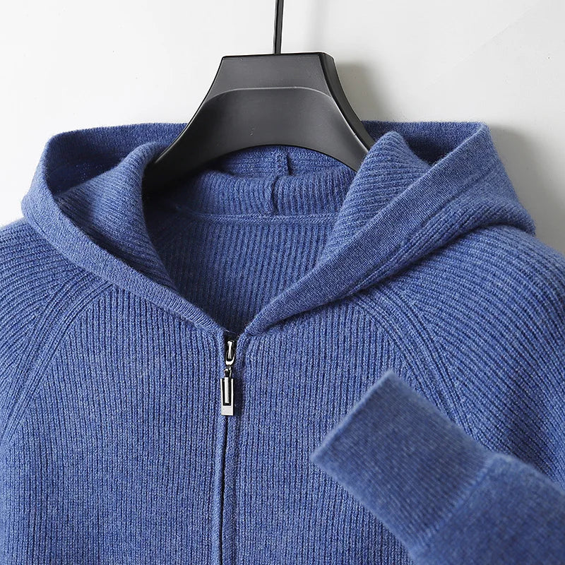 Warm Mens Knit Zip Up Jacket