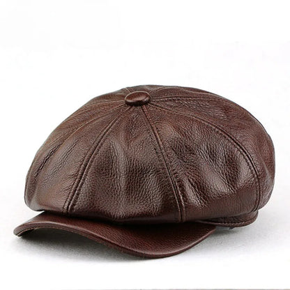Large Genuine Leather Newsboy Cap XXL