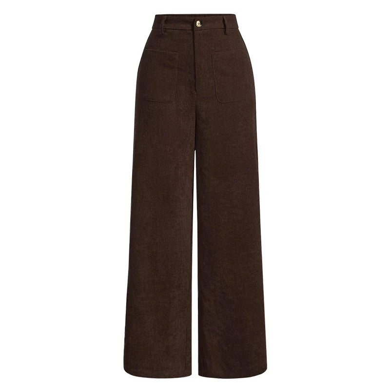 Classic High Waisted Wide Leg Women's Pants with Pockets